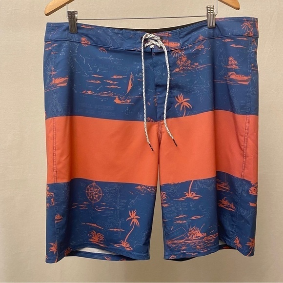Salty Crew Topwater Boardshort Boardshorts Blue Pink Fishing Swim Surf Size 38 - Picture 4 of 11